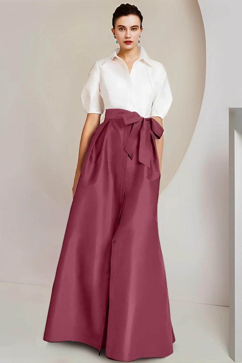 A Line Shirt Collar Short Sleeves Floor Length 2 pieces Mother Dresses CM0347