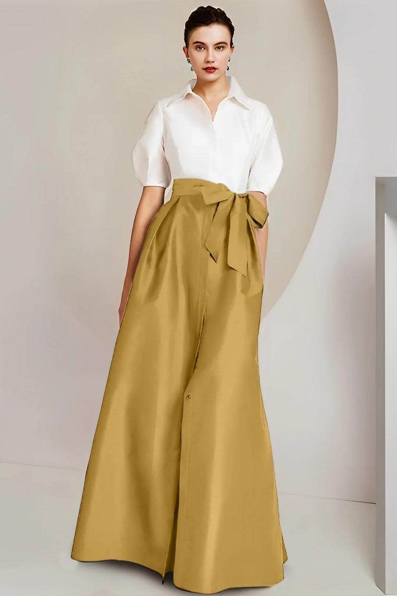 A Line Shirt Collar Short Sleeves Floor Length 2 pieces Mother Dresses CM0347