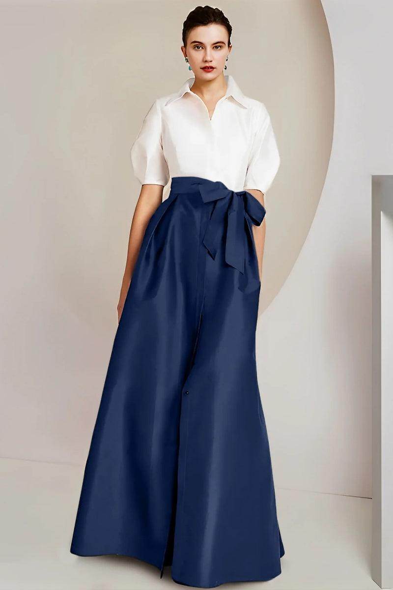 A Line Shirt Collar Short Sleeves Floor Length 2 pieces Mother Dresses CM0347