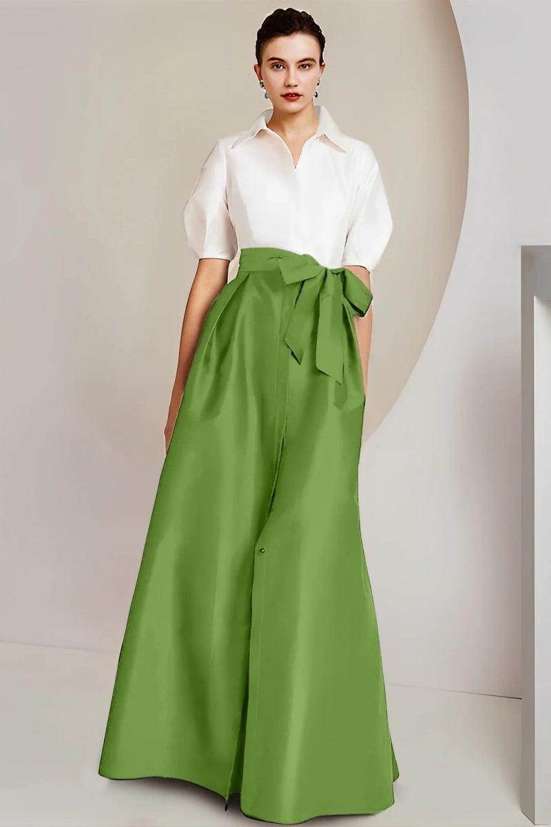 A Line Shirt Collar Short Sleeves Floor Length 2 pieces Mother Dresses CM0347