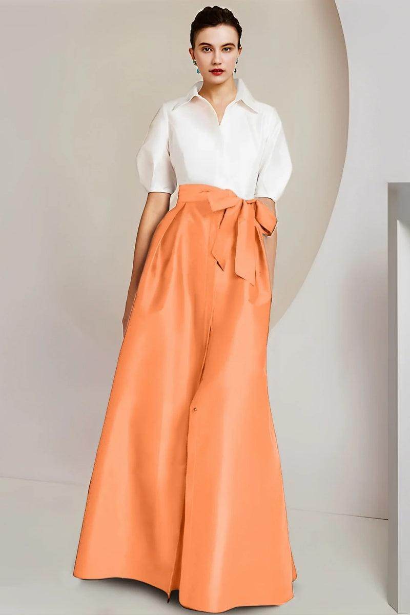 A Line Shirt Collar Short Sleeves Floor Length 2 pieces Mother Dresses CM0347