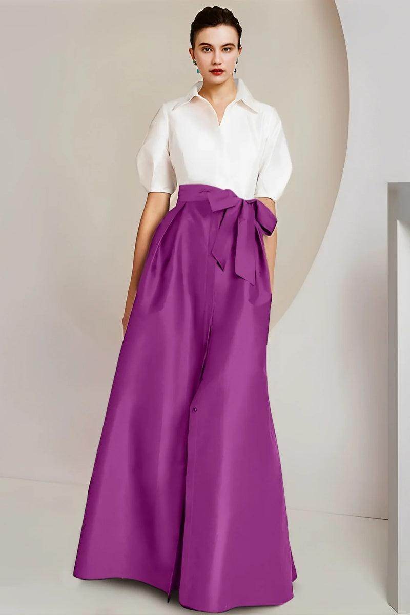 A Line Shirt Collar Short Sleeves Floor Length 2 pieces Mother Dresses CM0347