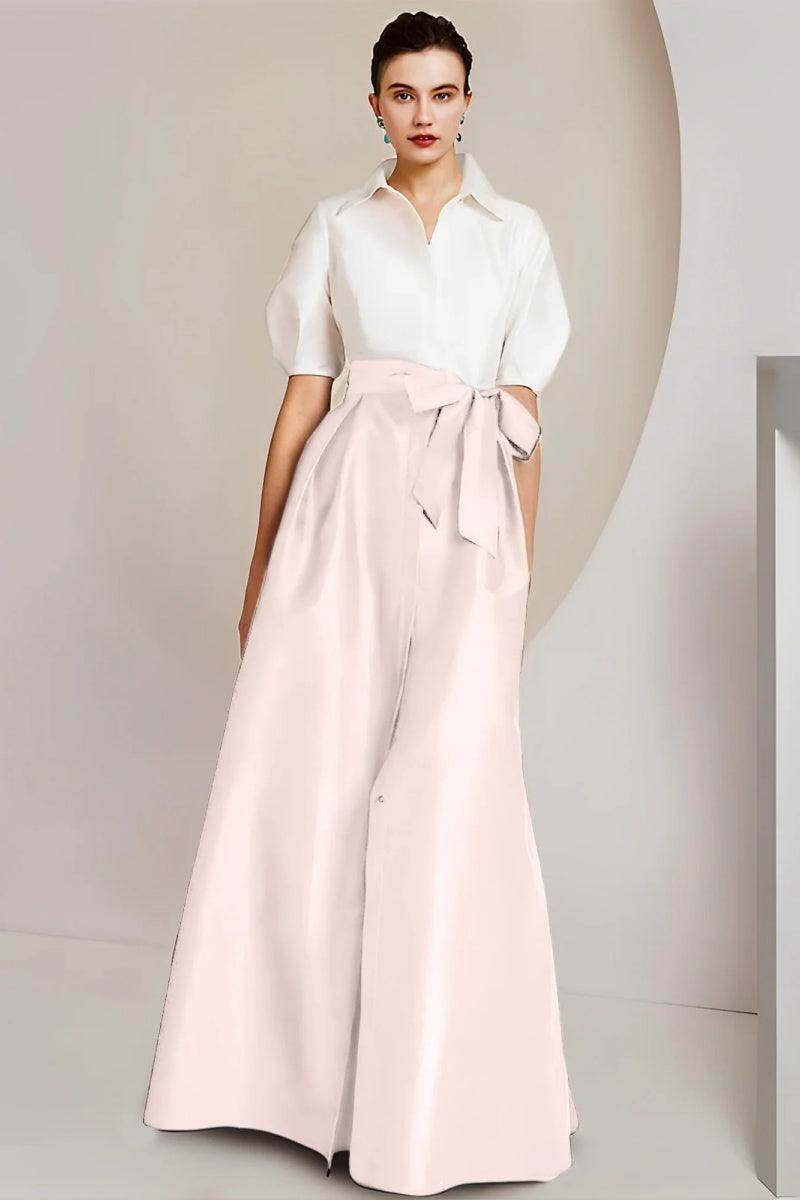 A Line Shirt Collar Short Sleeves Floor Length 2 pieces Mother Dresses CM0347