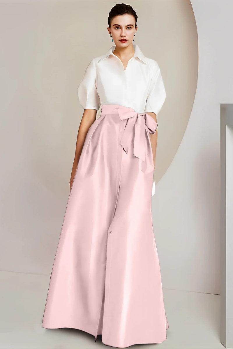A Line Shirt Collar Short Sleeves Floor Length 2 pieces Mother Dresses CM0347