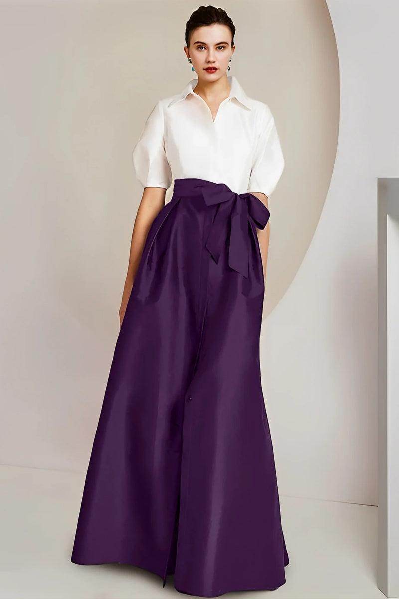 A Line Shirt Collar Short Sleeves Floor Length 2 pieces Mother Dresses CM0347