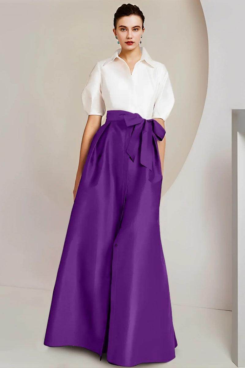 A Line Shirt Collar Short Sleeves Floor Length 2 pieces Mother Dresses CM0347