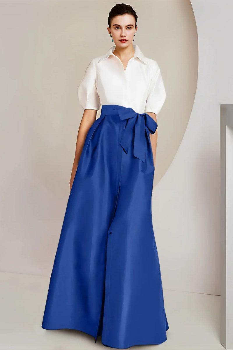 A Line Shirt Collar Short Sleeves Floor Length 2 pieces Mother Dresses CM0347