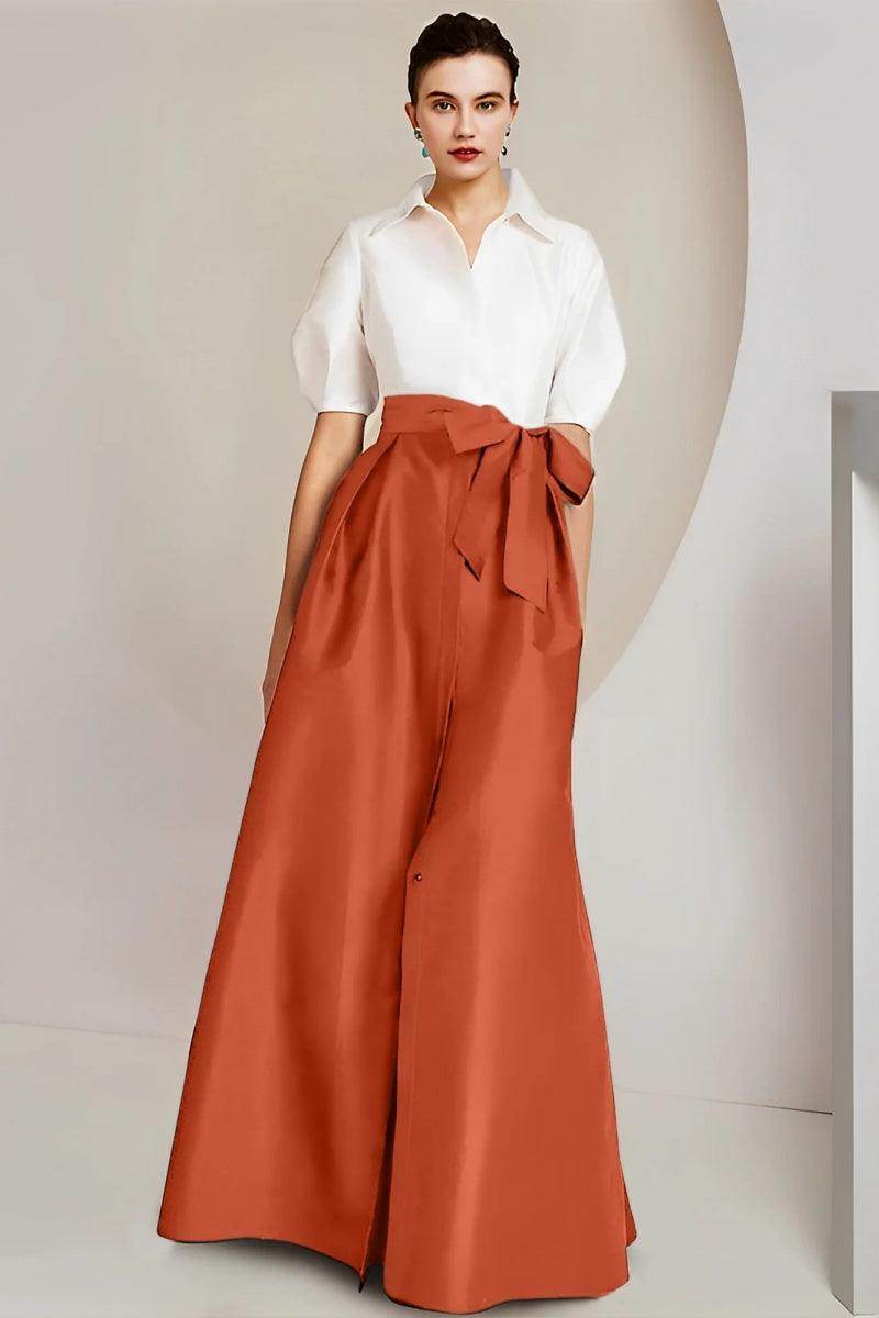 A Line Shirt Collar Short Sleeves Floor Length 2 pieces Mother Dresses CM0347