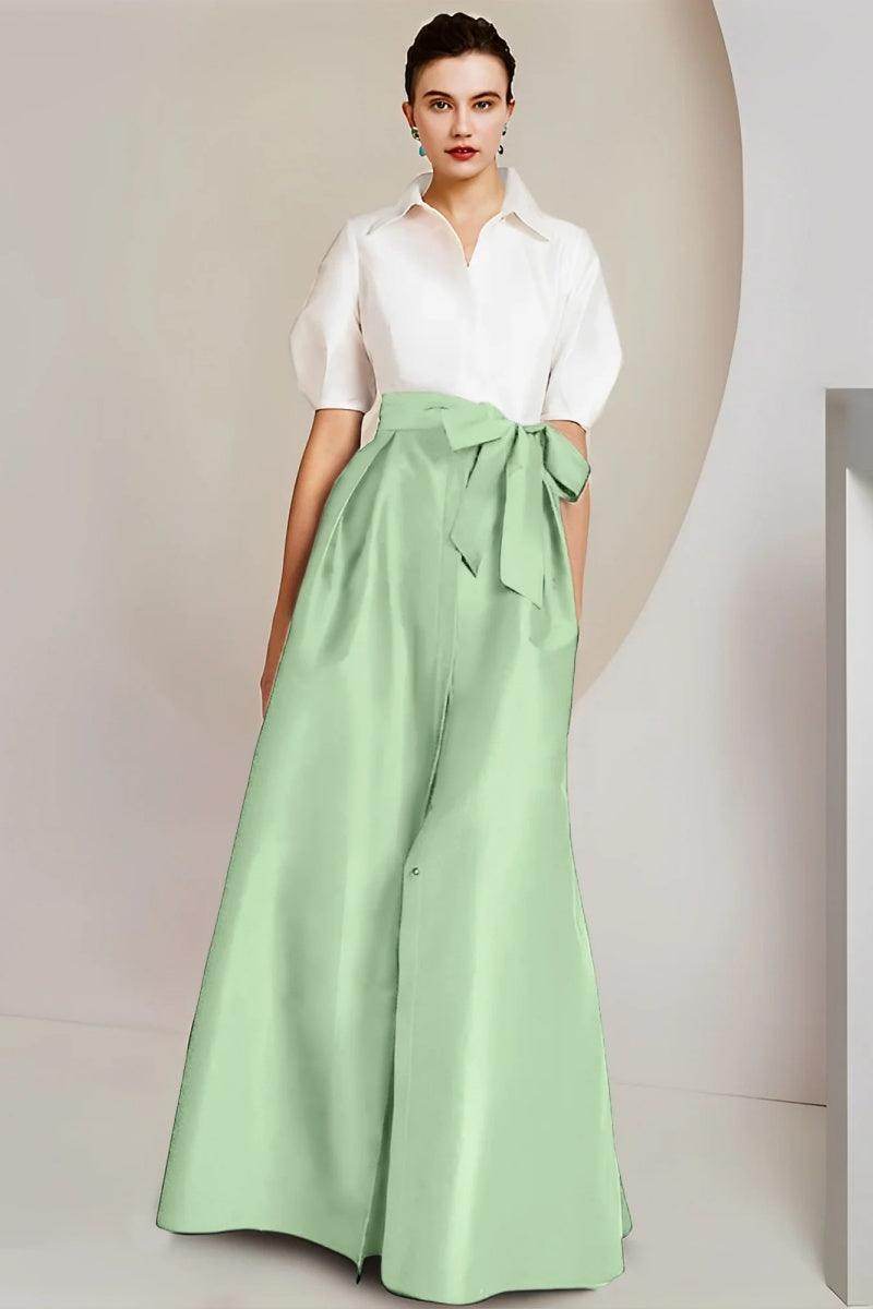 A Line Shirt Collar Short Sleeves Floor Length 2 pieces Mother Dresses CM0347