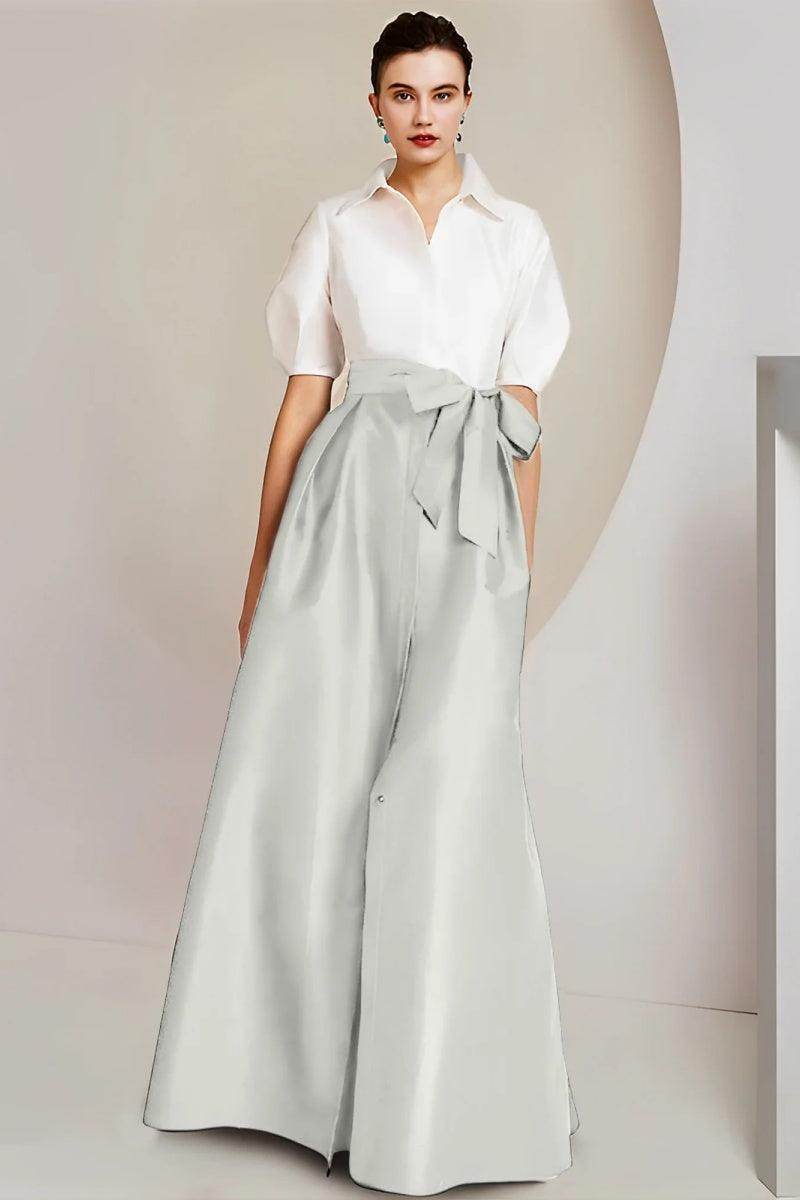 A Line Shirt Collar Short Sleeves Floor Length 2 pieces Mother Dresses CM0347