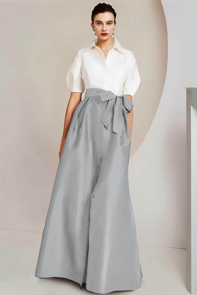 A Line Shirt Collar Short Sleeves Floor Length 2 pieces Mother Dresses CM0347