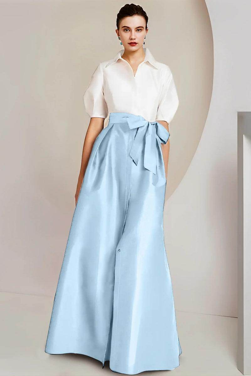 A Line Shirt Collar Short Sleeves Floor Length 2 pieces Mother Dresses CM0347