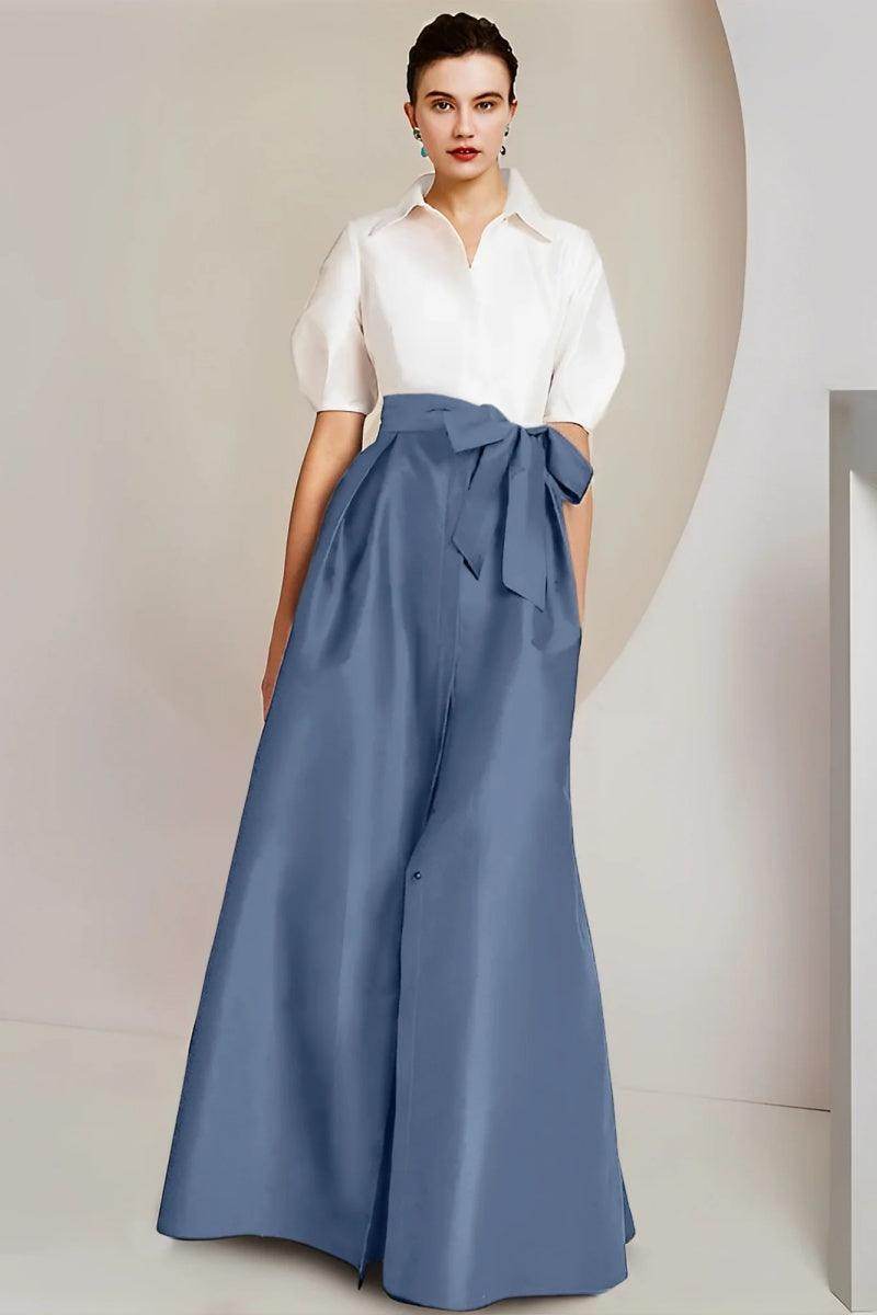 A Line Shirt Collar Short Sleeves Floor Length 2 pieces Mother Dresses CM0347