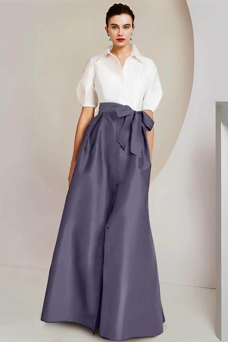 A Line Shirt Collar Short Sleeves Floor Length 2 pieces Mother Dresses CM0347