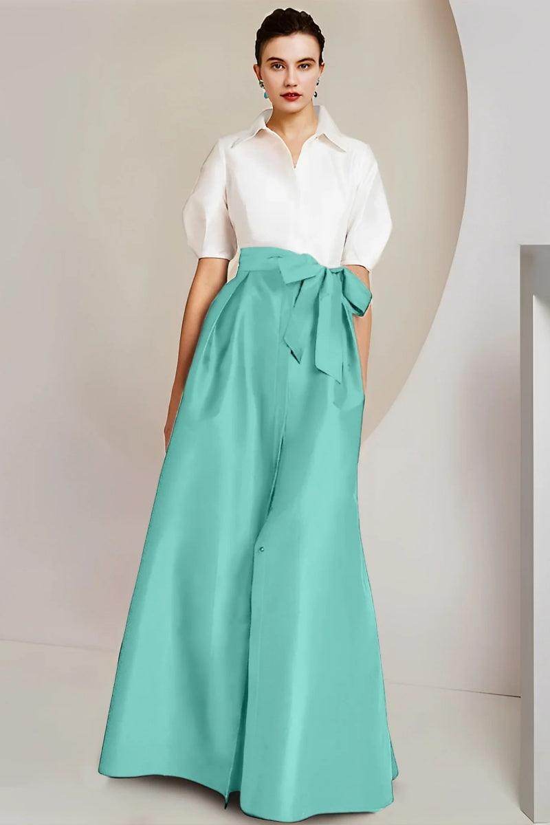 A Line Shirt Collar Short Sleeves Floor Length 2 pieces Mother Dresses CM0347