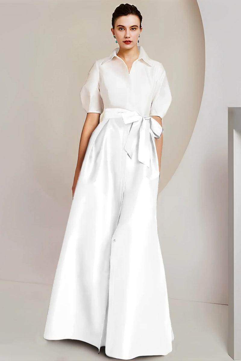 A Line Shirt Collar Short Sleeves Floor Length 2 pieces Mother Dresses CM0347