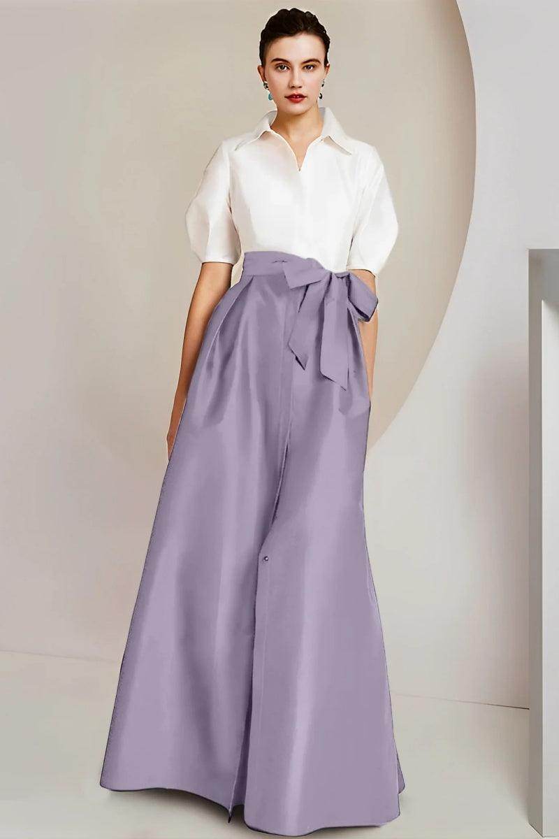 A Line Shirt Collar Short Sleeves Floor Length 2 pieces Mother Dresses CM0347