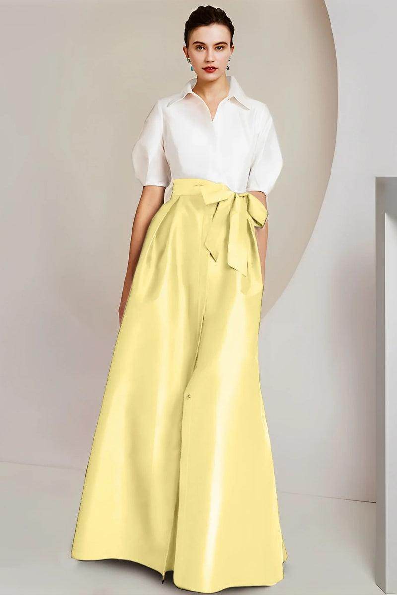 A Line Shirt Collar Short Sleeves Floor Length 2 pieces Mother Dresses CM0347