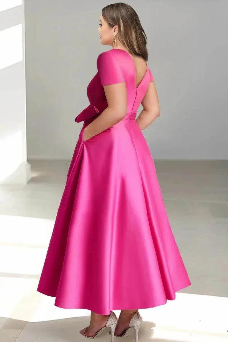 A Line V-Neck Mother of the Bride Dresses with Pockets CM0350