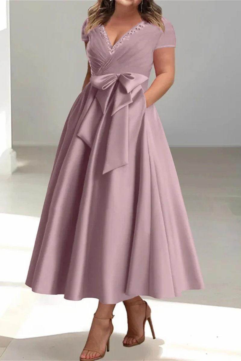 A Line V-Neck Mother of the Bride Dresses with Pockets CM0350