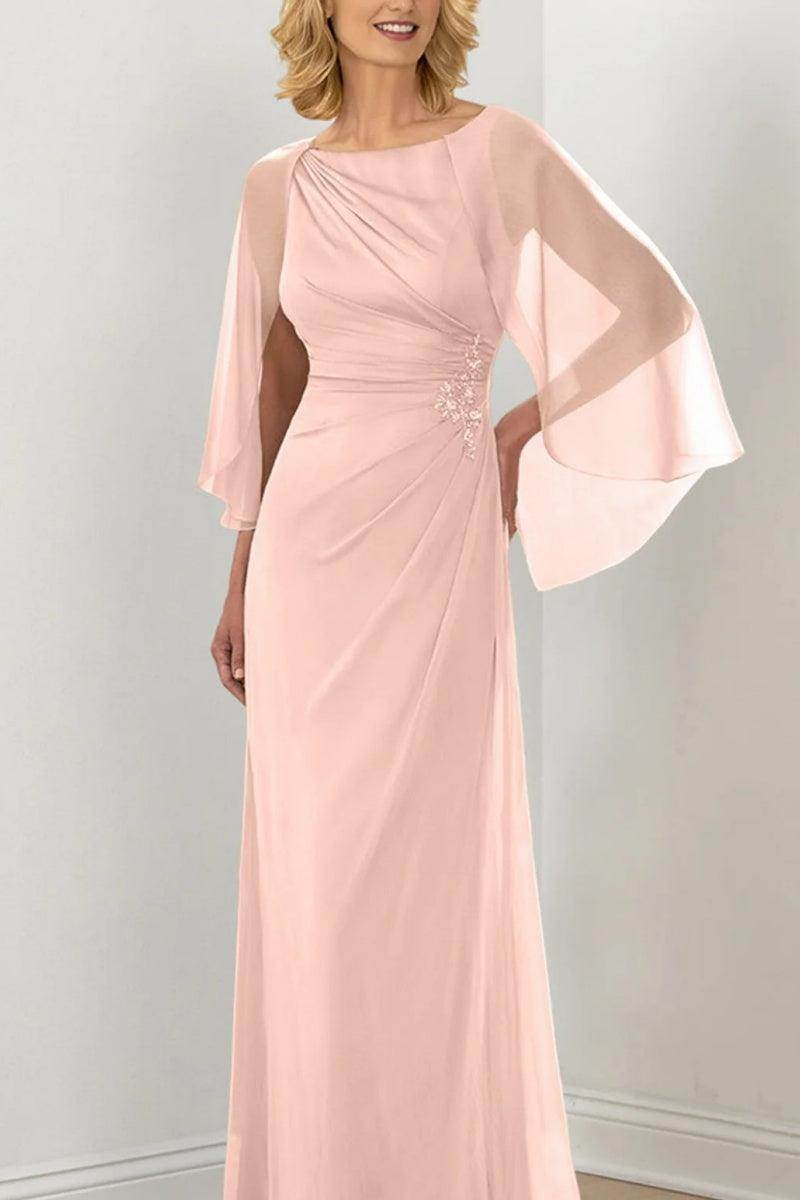 Sheath Column Round Neck Ruched Mother Dresses CM0361