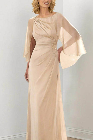 Sheath Column Round Neck Ruched Mother Dresses CM0361