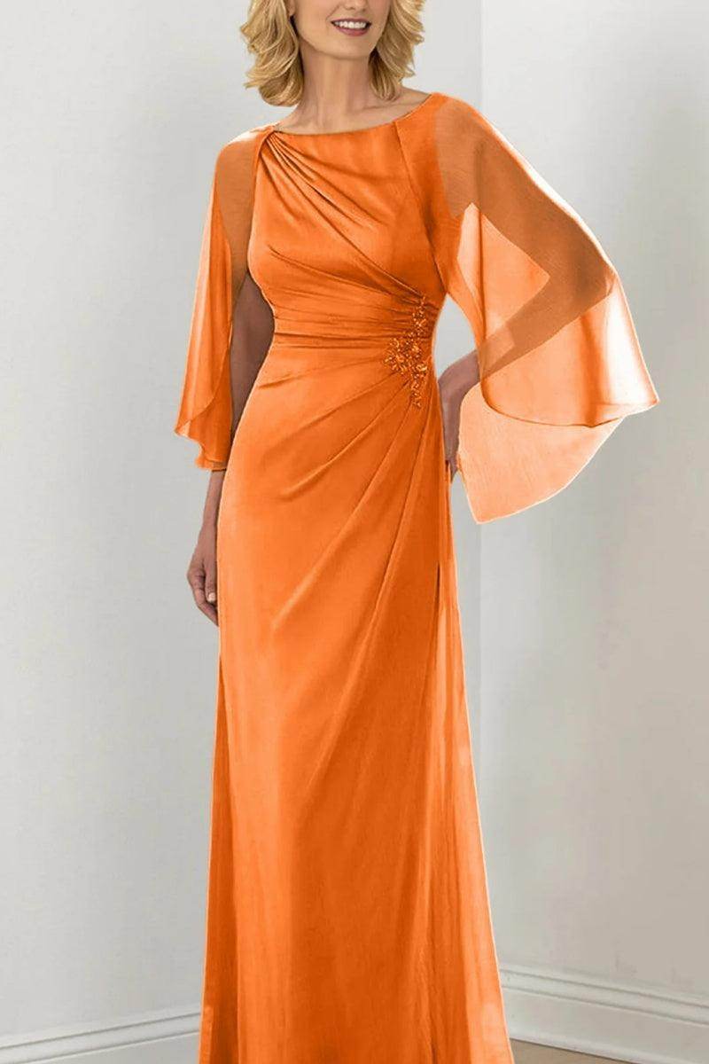 Sheath Column Round Neck Ruched Mother Dresses CM0361