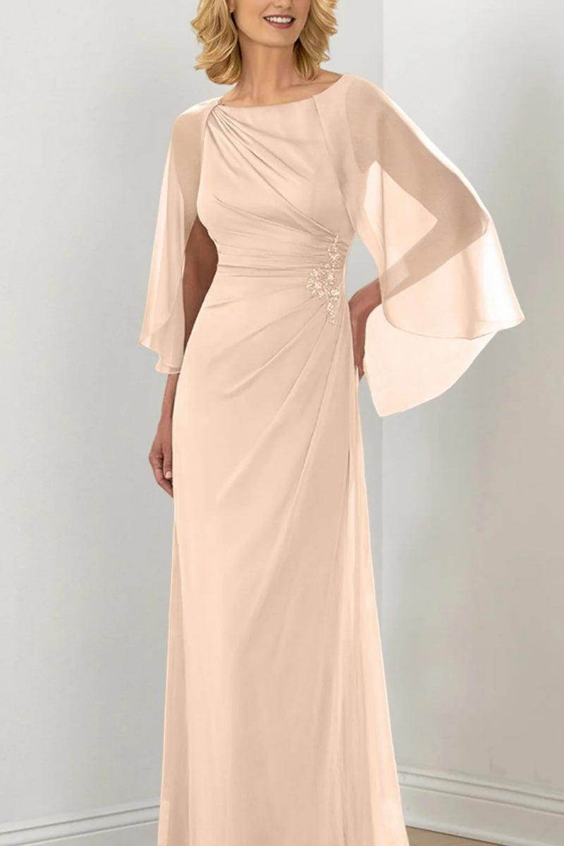 Sheath Column Round Neck Ruched Mother Dresses CM0361