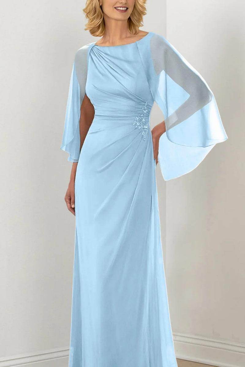 Sheath Column Round Neck Ruched Mother Dresses CM0361