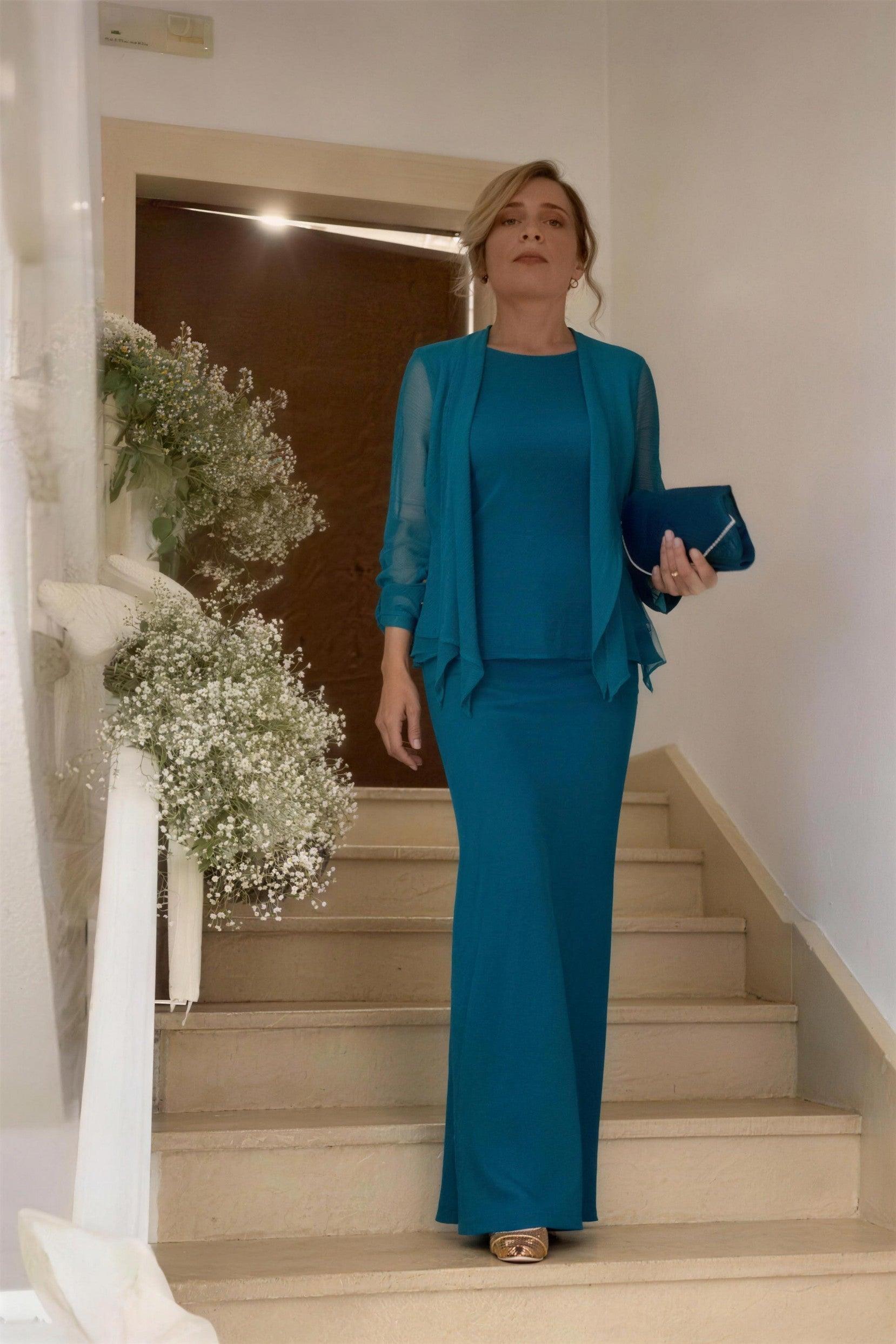 Sheath Scoop Neck Long Sleeves Floor Length Mother Dresses CM0365