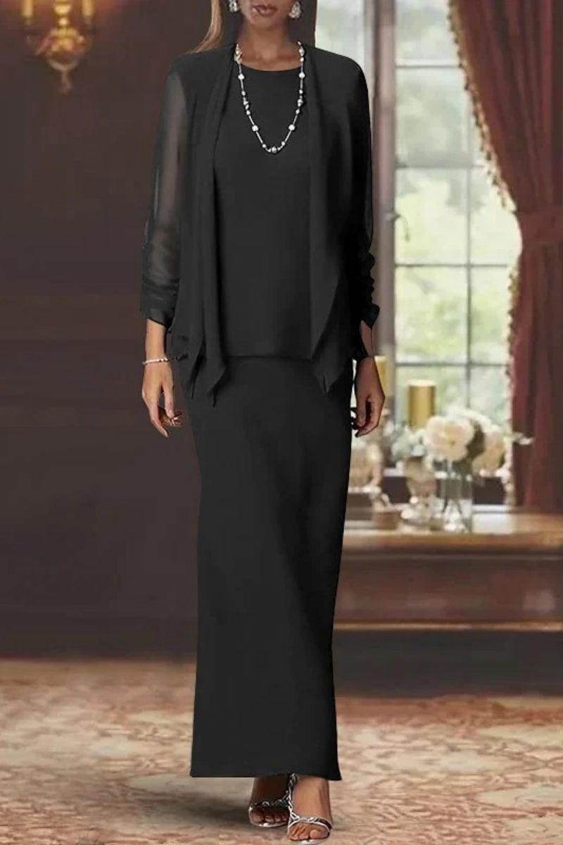 Sheath Scoop Neck Long Sleeves Floor Length Mother Dresses CM0365