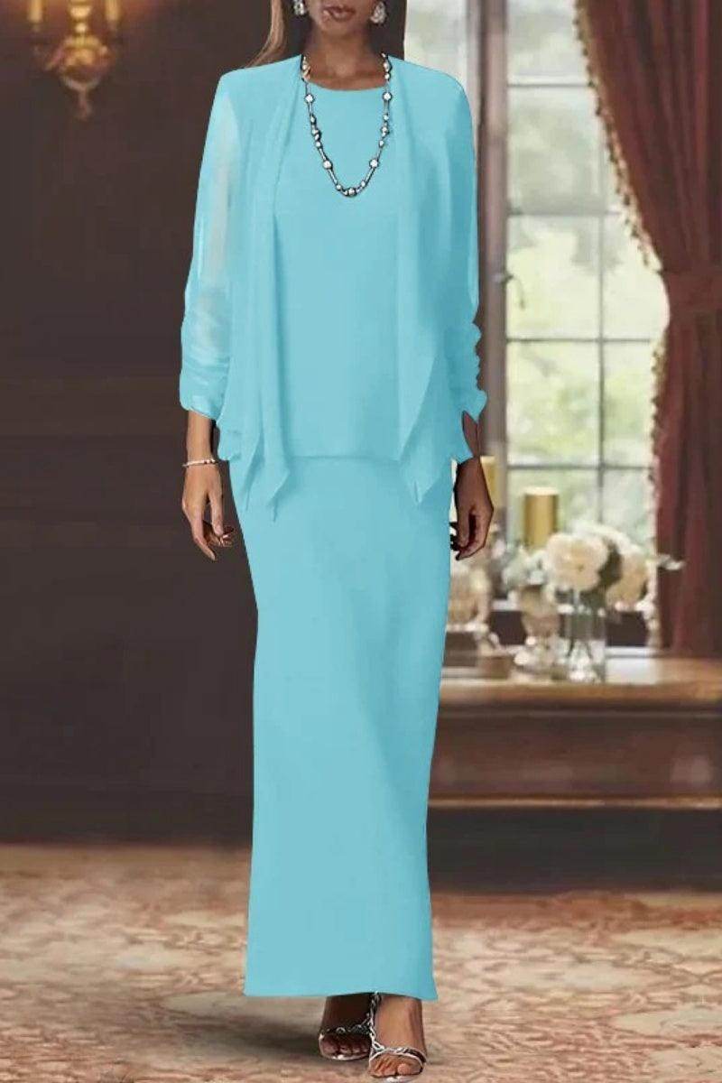 Sheath Scoop Neck Long Sleeves Floor Length Mother Dresses CM0365