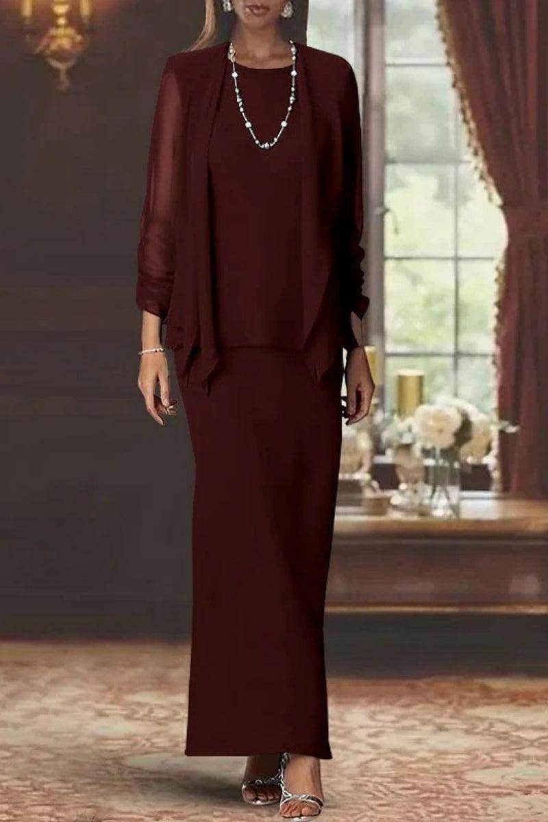 Sheath Scoop Neck Long Sleeves Floor Length Mother Dresses CM0365