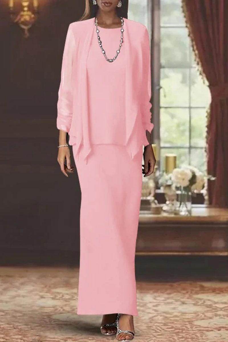Sheath Scoop Neck Long Sleeves Floor Length Mother Dresses CM0365