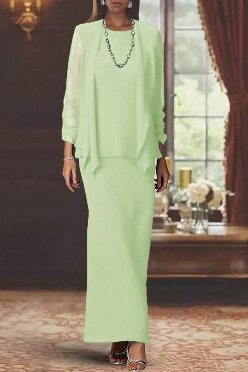 Sheath Scoop Neck Long Sleeves Floor Length Mother Dresses CM0365