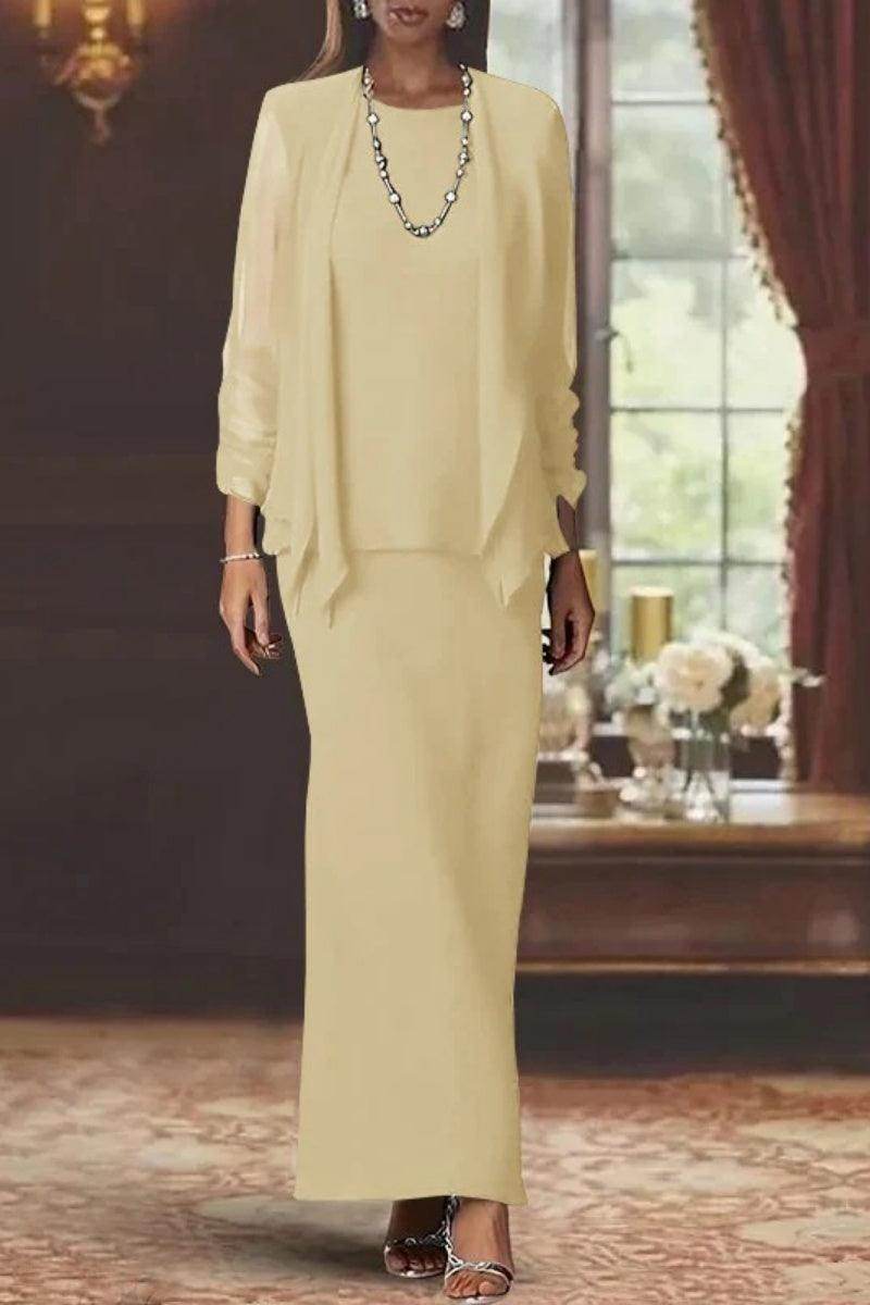 Sheath Scoop Neck Long Sleeves Floor Length Mother Dresses CM0365