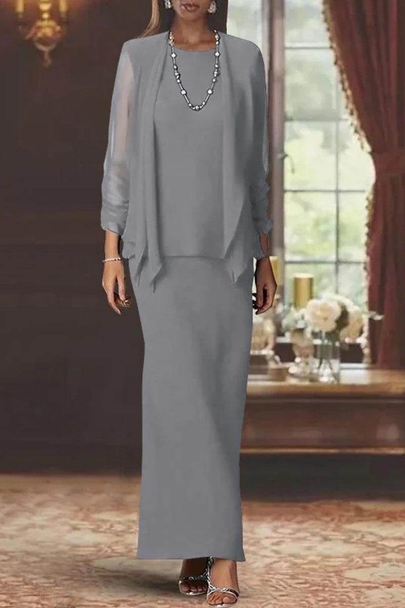 Sheath Scoop Neck Long Sleeves Floor Length Mother Dresses CM0365