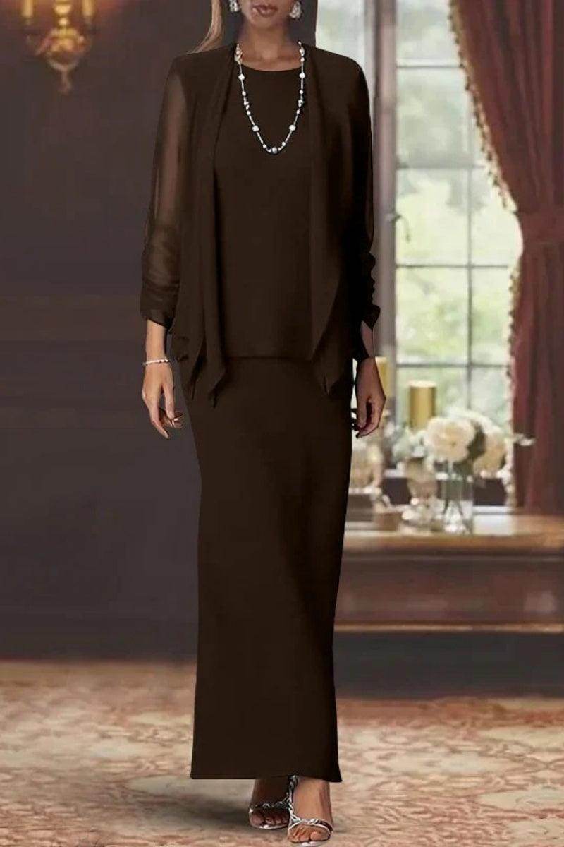 Sheath Scoop Neck Long Sleeves Floor Length Mother Dresses CM0365