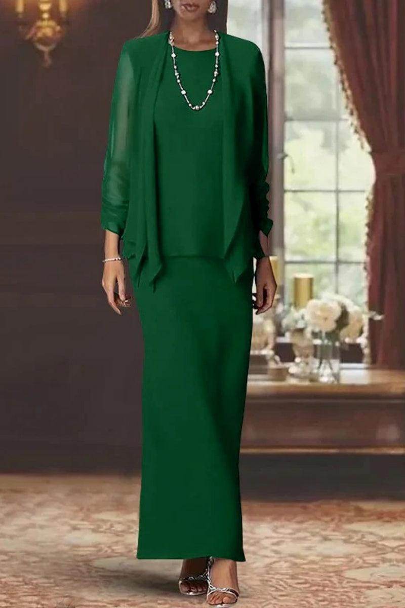 Sheath Scoop Neck Long Sleeves Floor Length Mother Dresses CM0365