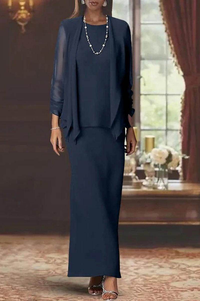 Sheath Scoop Neck Long Sleeves Floor Length Mother Dresses CM0365