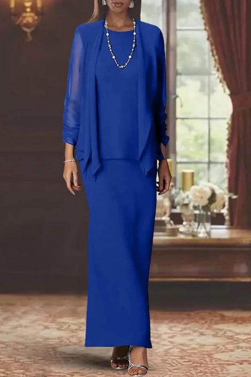 Sheath Scoop Neck Long Sleeves Floor Length Mother Dresses CM0365