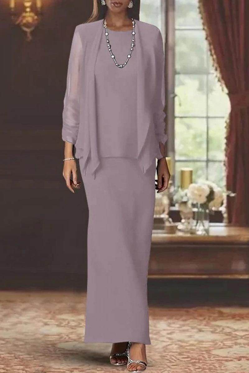 Sheath Scoop Neck Long Sleeves Floor Length Mother Dresses CM0365