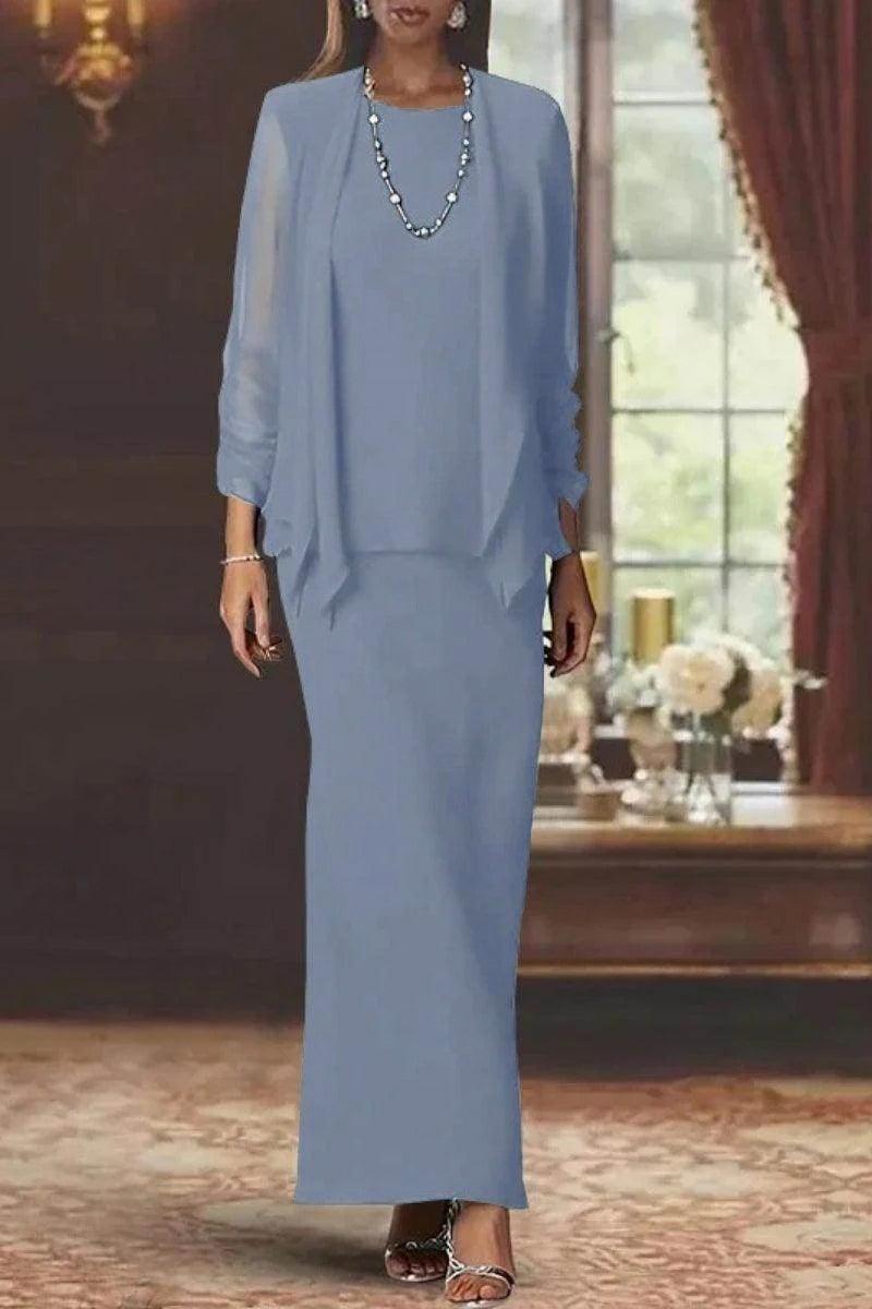 Sheath Scoop Neck Long Sleeves Floor Length Mother Dresses CM0365