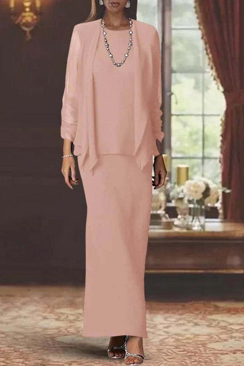 Sheath Scoop Neck Long Sleeves Floor Length Mother Dresses CM0365
