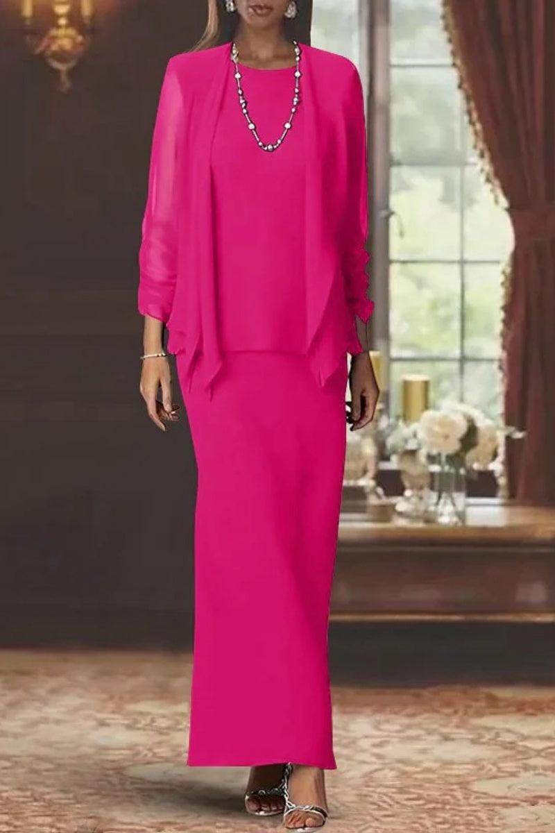 Sheath Scoop Neck Long Sleeves Floor Length Mother Dresses CM0365