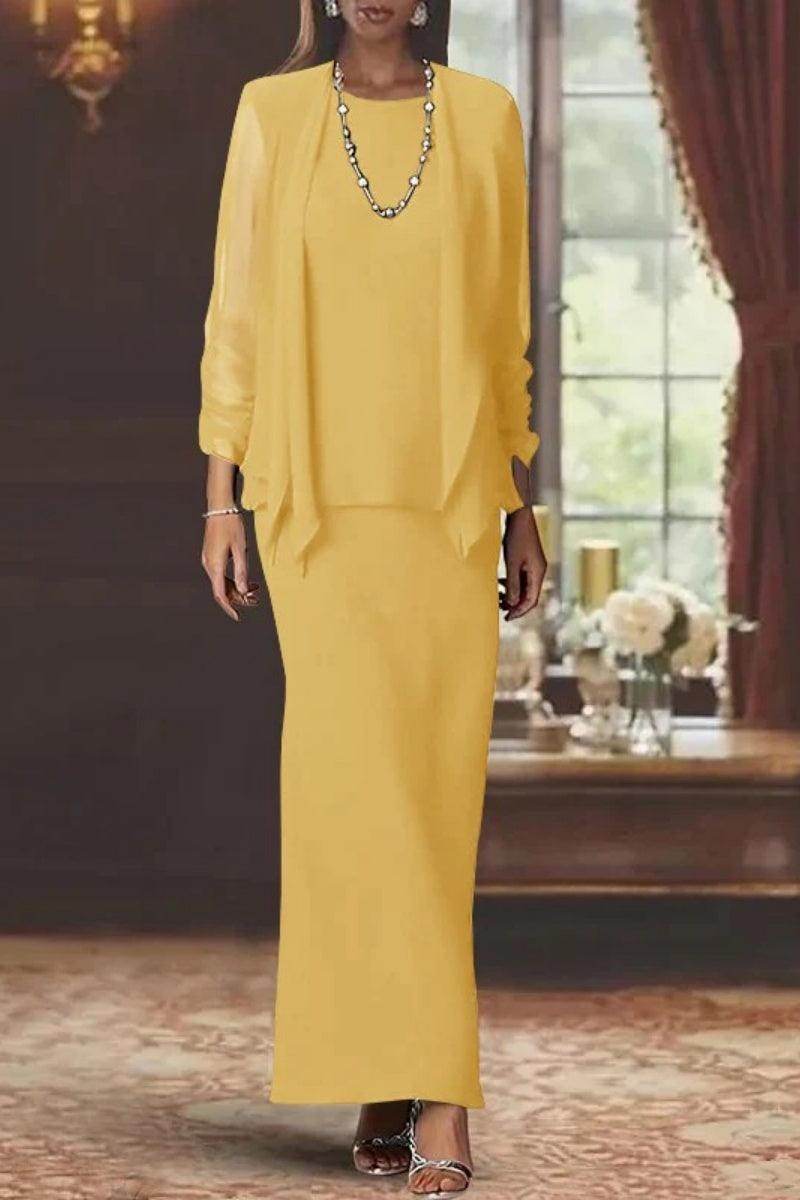 Sheath Scoop Neck Long Sleeves Floor Length Mother Dresses CM0365