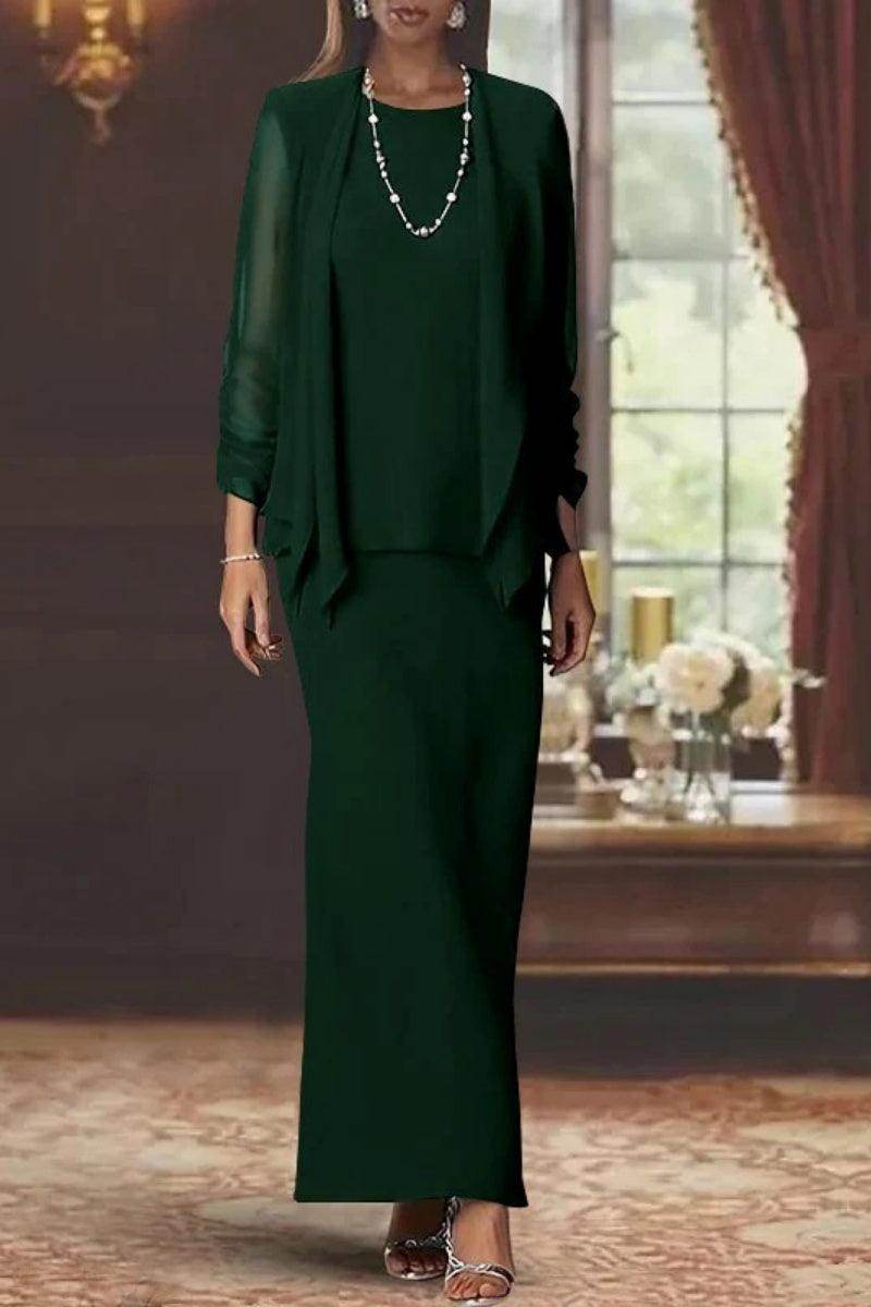 Sheath Scoop Neck Long Sleeves Floor Length Mother Dresses CM0365