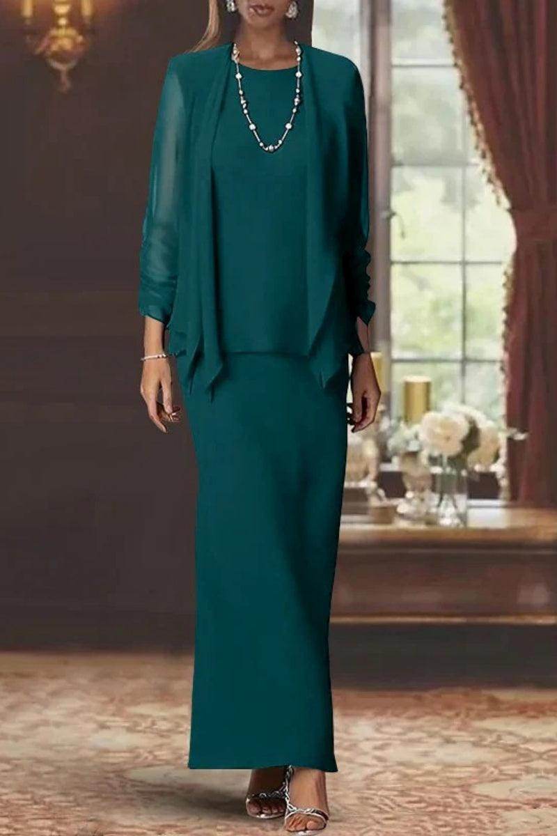 Sheath Scoop Neck Long Sleeves Floor Length Mother Dresses CM0365