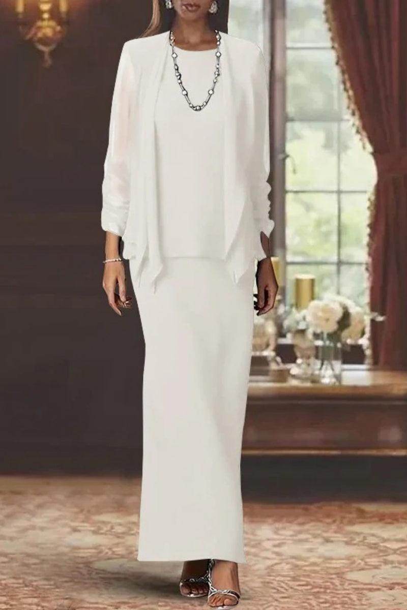 Sheath Scoop Neck Long Sleeves Floor Length Mother Dresses CM0365
