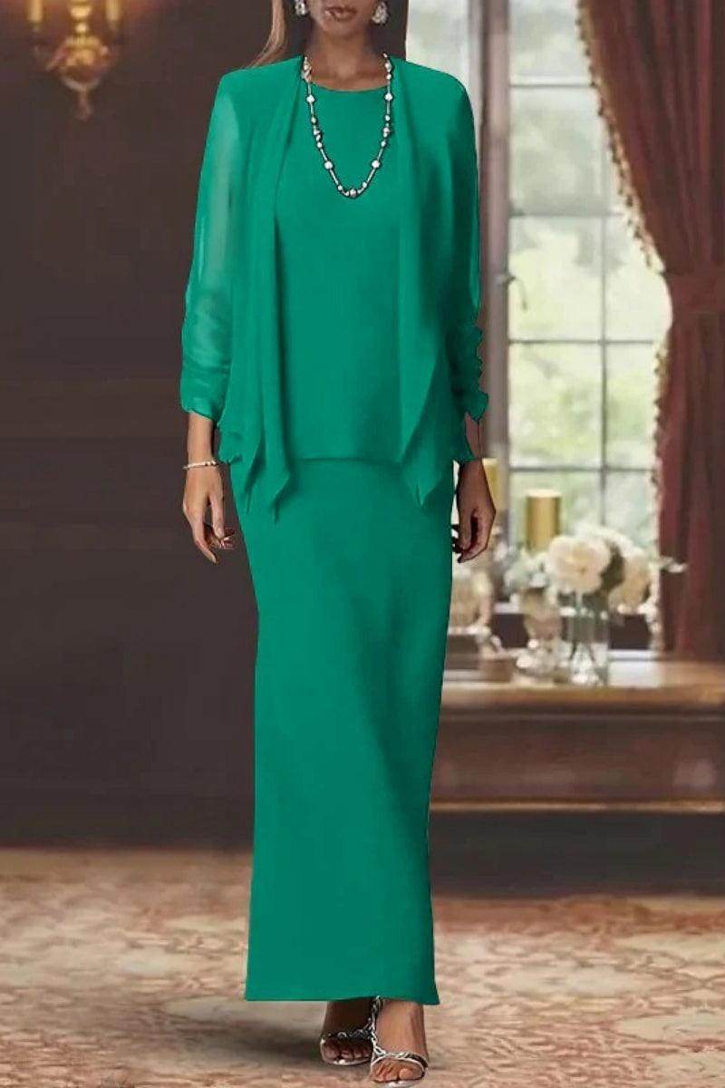 Sheath Scoop Neck Long Sleeves Floor Length Mother Dresses CM0365